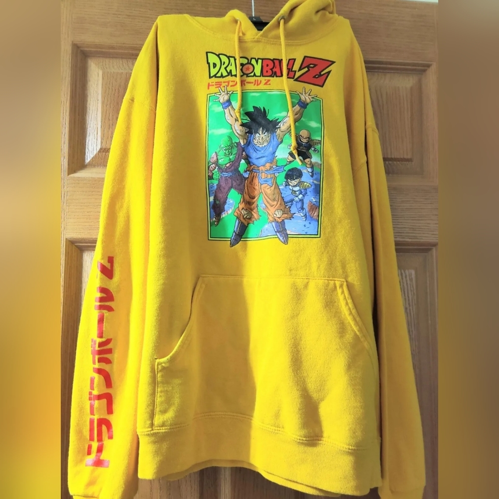 Vintage Yellow Dragonball Z Hoodie Sweatshirt Size Medium